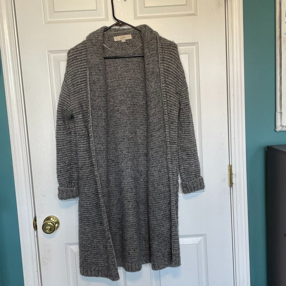Loft Long Sweater, Light/Dark Grey, Size Small